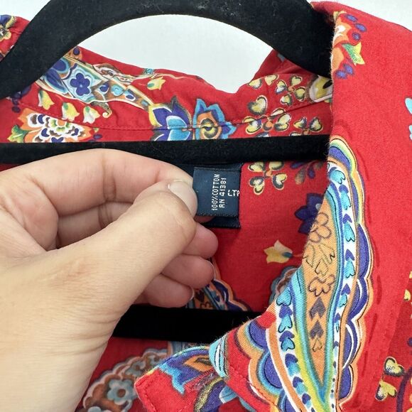 Ralph Lauren Red Paisley Casual Button Down Shirt - Picture 4 of 8